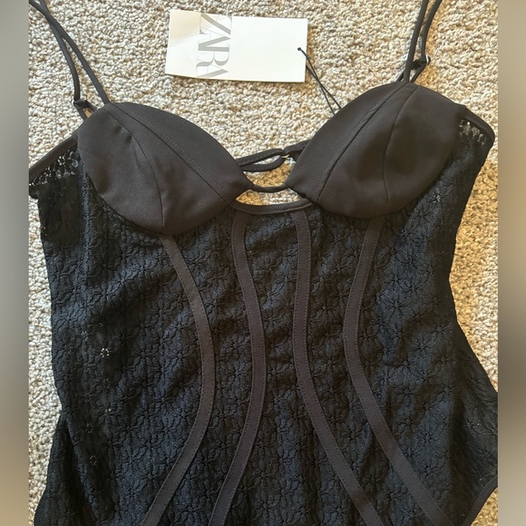 🆕 ZARA Corset Lace Black Bodysuit - Picture 5 of 8
